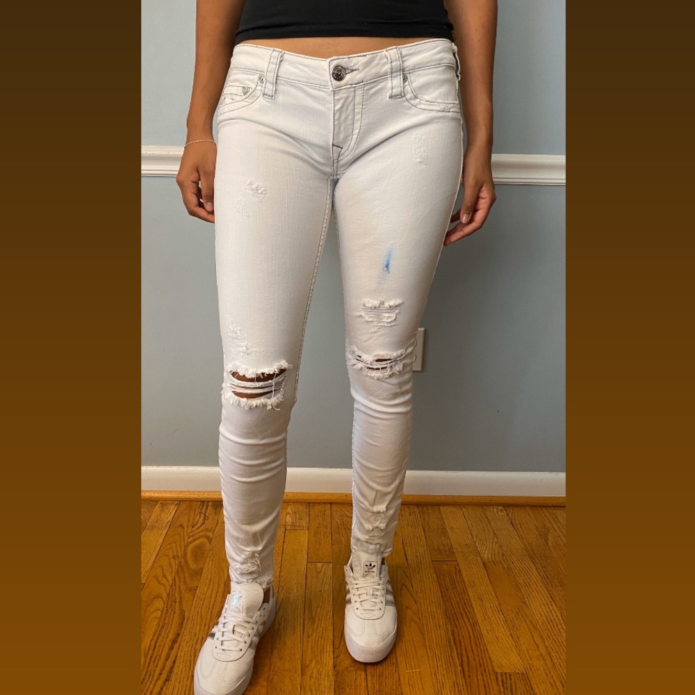 White Ripped Denim True Religion Jeans
